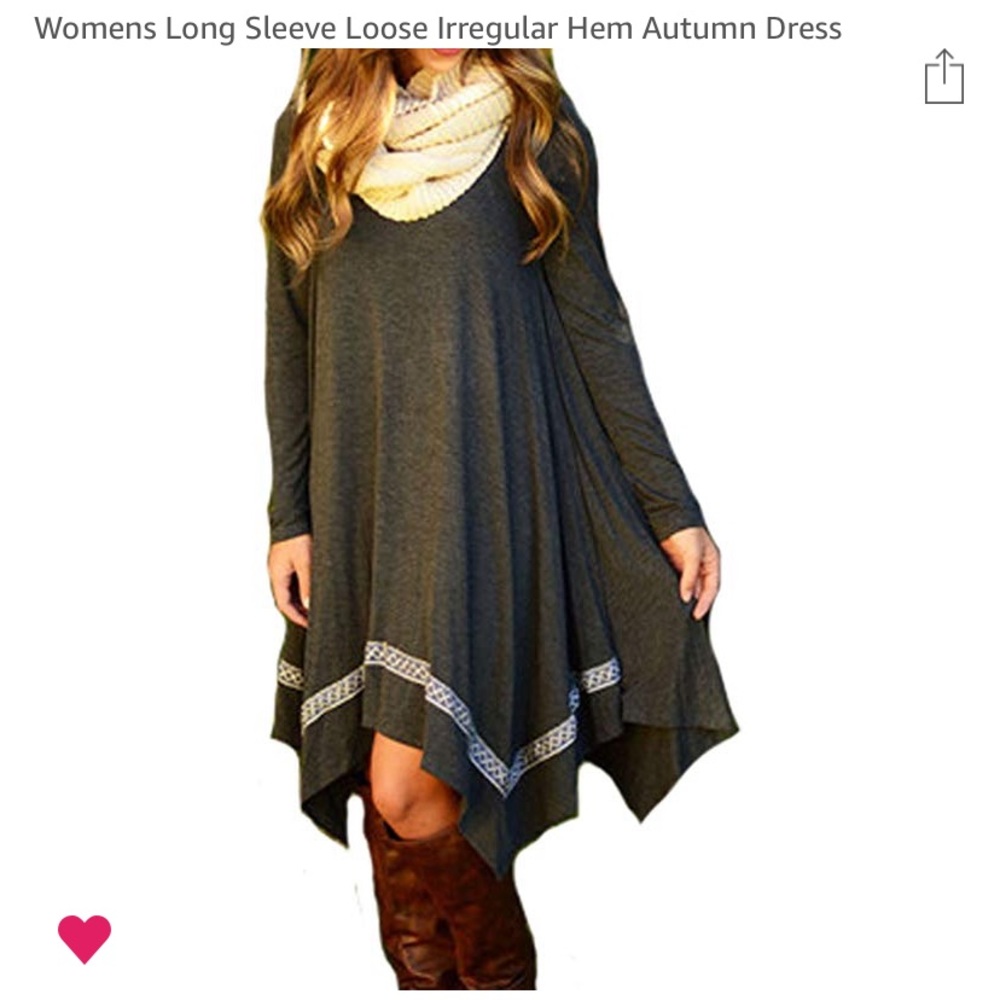 Loose, Irregular Hem Dress - L